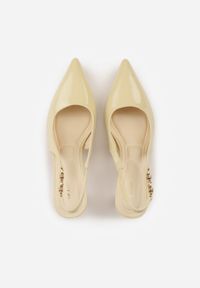 Born2be - Żółte Szpilki VICES z Odkrytą Piętą i Elegancką Aplikacją przy Pasku Naterena. Okazja: na co dzień. Zapięcie: pasek. Kolor: żółty. Materiał: jeans. Wzór: aplikacja. Obcas: na szpilce. Styl: elegancki #3