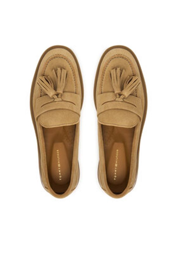 TOMMY HILFIGER - Tommy Hilfiger Mokasyny Light Suede Tassel Loafer FW0FW09285 Brązowy. Kolor: brązowy. Materiał: zamsz, skóra