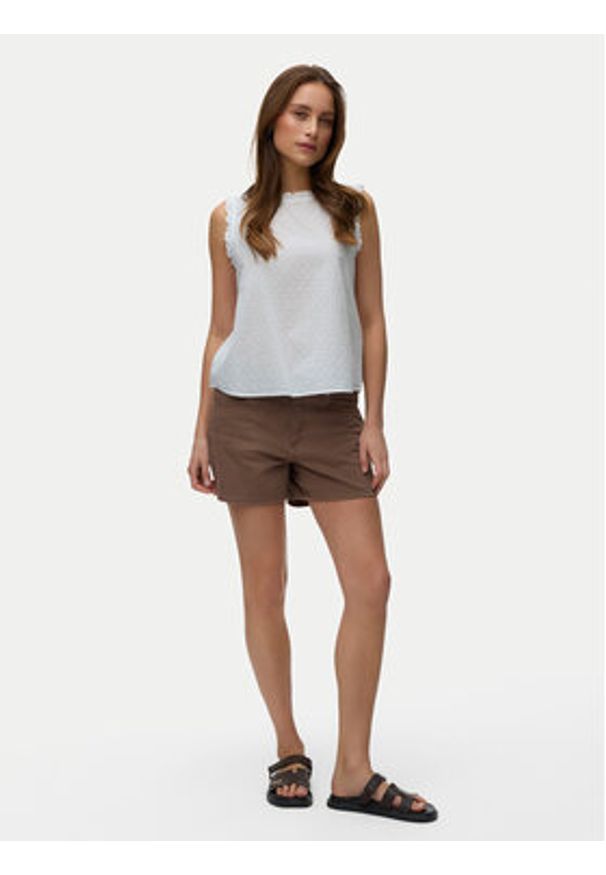 Vero Moda Top Trine 10342734 Biały Regular Fit. Kolor: biały. Materiał: bawełna