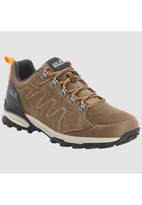 Buty trekkingowe damskie Jack Wolfskin Refugio Texapore Low. Zapięcie: sznurówki. Kolor: brązowy, wielokolorowy, szary. Materiał: guma, tkanina, zamsz. Szerokość cholewki: normalna. Styl: sportowy