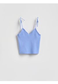 Reserved - Top z wiskozą - niebieski. Kolor: niebieski. Materiał: wiskoza #1
