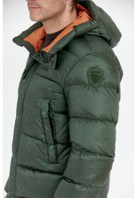 Blauer USA - BLAUER Ciemnozielona puchowa kurtka męska TRACY z kapturem, Rozmiar XXL. Typ kołnierza: kaptur. Kolor: zielony. Materiał: puch