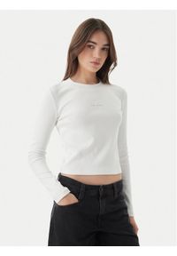 Calvin Klein Jeans Bluzka Monogram LV047A803G Biały Slim Fit. Kolor: biały. Materiał: bawełna #1