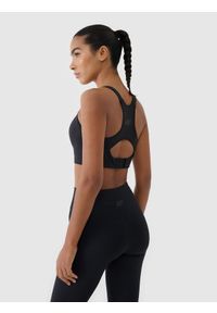 4f - 4F Biustonosz treningowy z wysokim wsparciem - czarny S. Kolor: czarny. Materiał: włókno, materiał, elastan. Wzór: ze splotem, jednolity. Sport: bieganie, fitness #2
