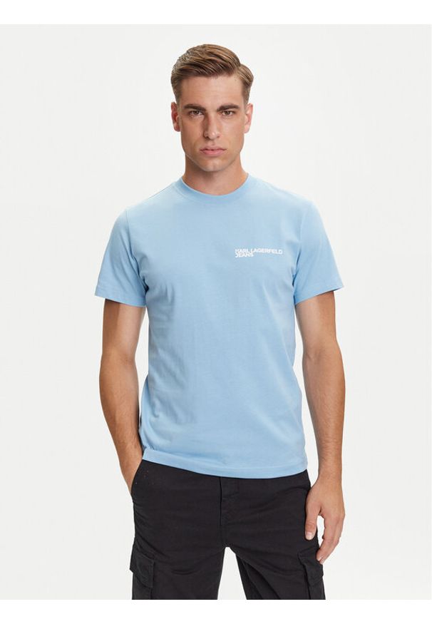 Karl Lagerfeld Jeans T-Shirt A1M17003 Niebieski Slim Fit. Kolor: niebieski. Materiał: bawełna
