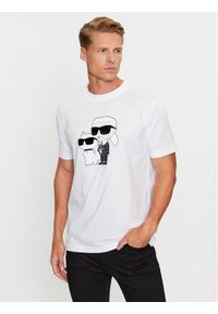 Karl Lagerfeld - KARL LAGERFELD T-Shirt 755061 534241 Biały Regular Fit. Typ kołnierza: dekolt w karo. Kolor: biały. Materiał: bawełna