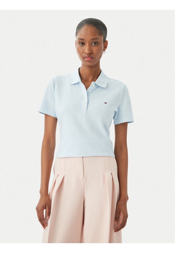 TOMMY HILFIGER - Tommy Hilfiger Polo WW0WW43225 Niebieski jasny Regular Fit. Typ kołnierza: polo. Kolor: niebieski. Materiał: bawełna