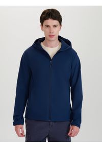 4f - 4F Kurtka softshell wiatroodporna membrana 5000 męska - granatowa XXL. Typ kołnierza: kaptur. Kolor: niebieski. Materiał: softshell. Technologia: Windstopper