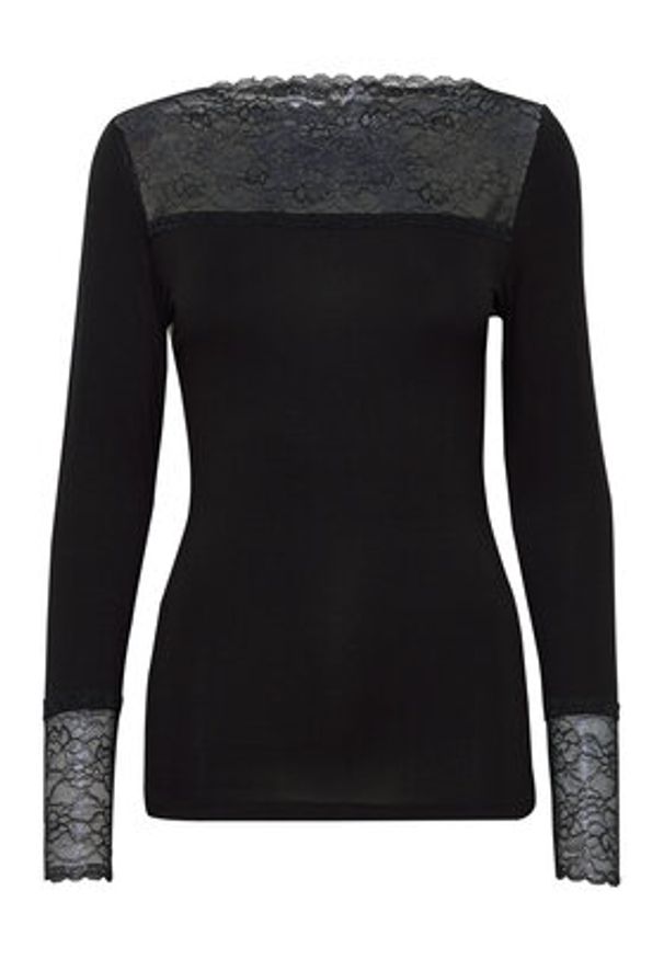 ICHI Bluzka 20120401 Czarny Slim Fit. Kolor: czarny. Materiał: wiskoza