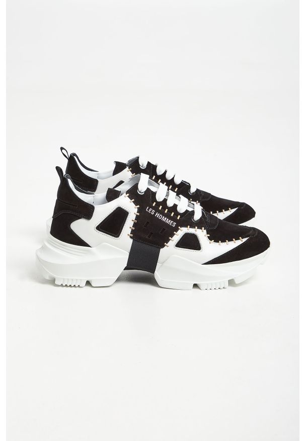 Les Hommes - Sneakersy męskie skórzane LES HOMMES. Nosek buta: okrągły. Materiał: skóra