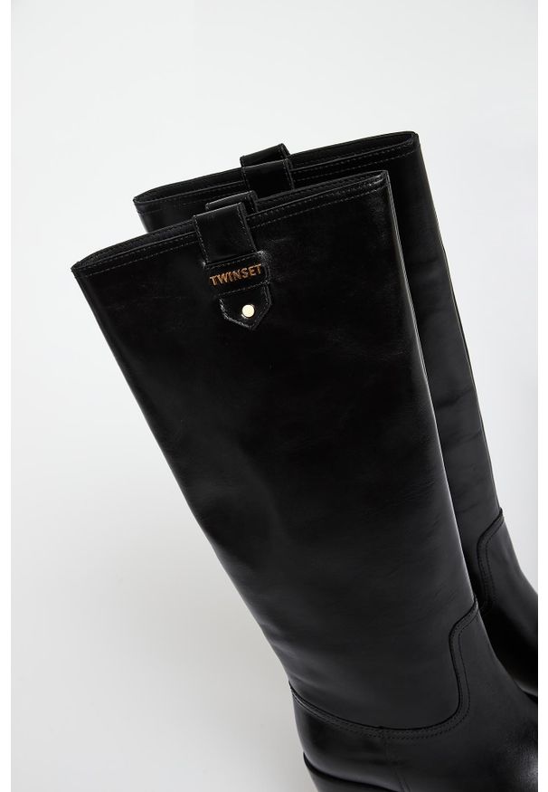 Twinset Milano - Kozaki damskie skórzane TWINSET. Materiał: skóra