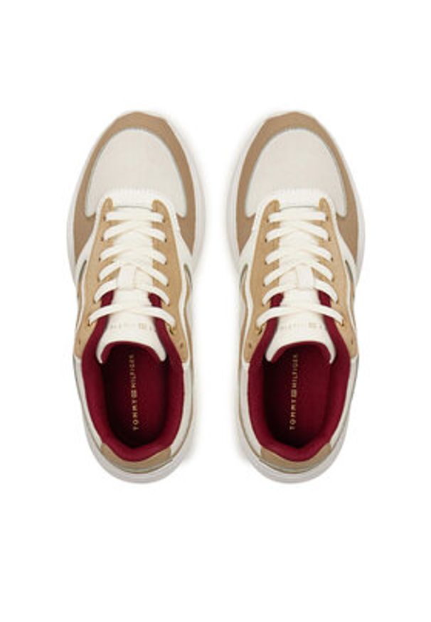 TOMMY HILFIGER - Tommy Hilfiger Sneakersy Chunky Runner FW0FW08130 Beżowy. Kolor: beżowy. Materiał: skóra