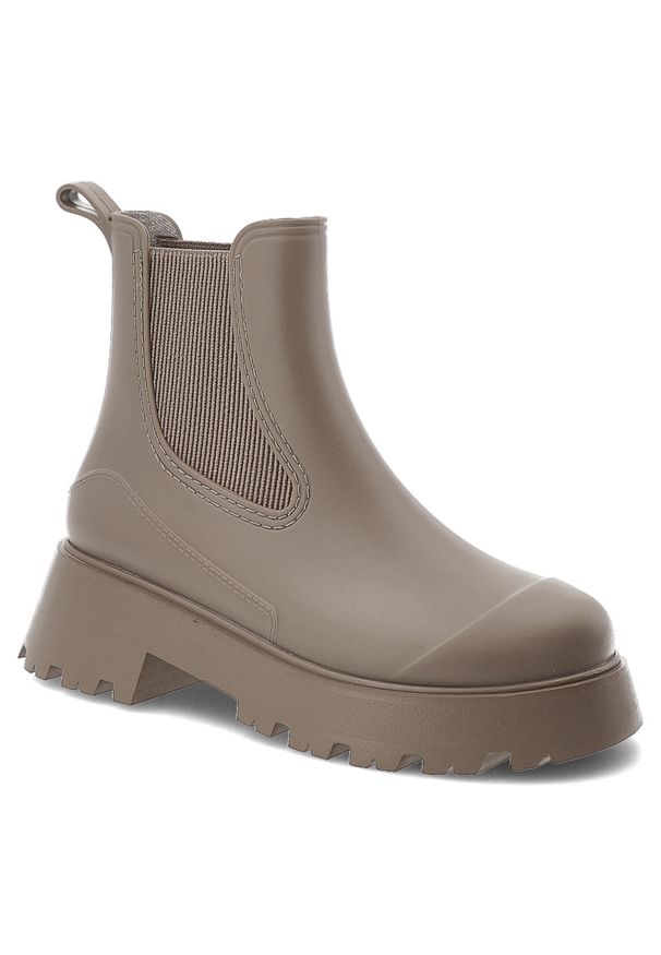 Hot Potatoes by Gioseppo - Beżowe Kalosze Gioseppo Modne Wsuwane Obuwie Damskie. Zapięcie: bez zapięcia. Kolor: beżowy. Materiał: materiał. Styl: elegancki