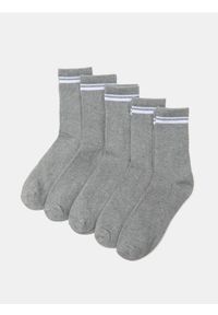 Sinsay - Prążkowane skarpetki 5 pack - szary. Kolor: szary. Materiał: prążkowany
