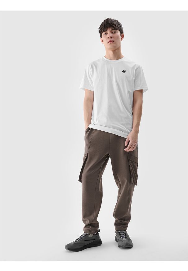 4f - 4F T-shirt regular gładki męski - biały XXL. Okazja: na co dzień. Kolor: biały. Materiał: dzianina, bawełna, jersey. Długość rękawa: krótki rękaw. Długość: krótkie. Wzór: gładki. Styl: klasyczny, sportowy, casual