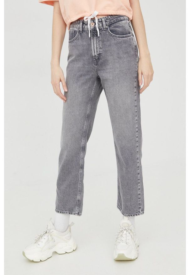 only - Only jeansy damskie high waist. Stan: podwyższony. Kolor: szary