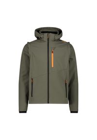 Kurtka męska turystyczna CMP 33A1827. Typ kołnierza: kaptur. Kolor: zielony. Materiał: softshell. Sport: turystyka piesza #1