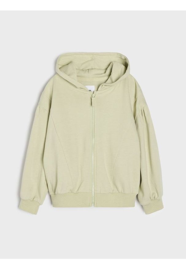 Sinsay - Rozpinana bluza z kapturem - zielony. Typ kołnierza: kaptur. Kolor: zielony