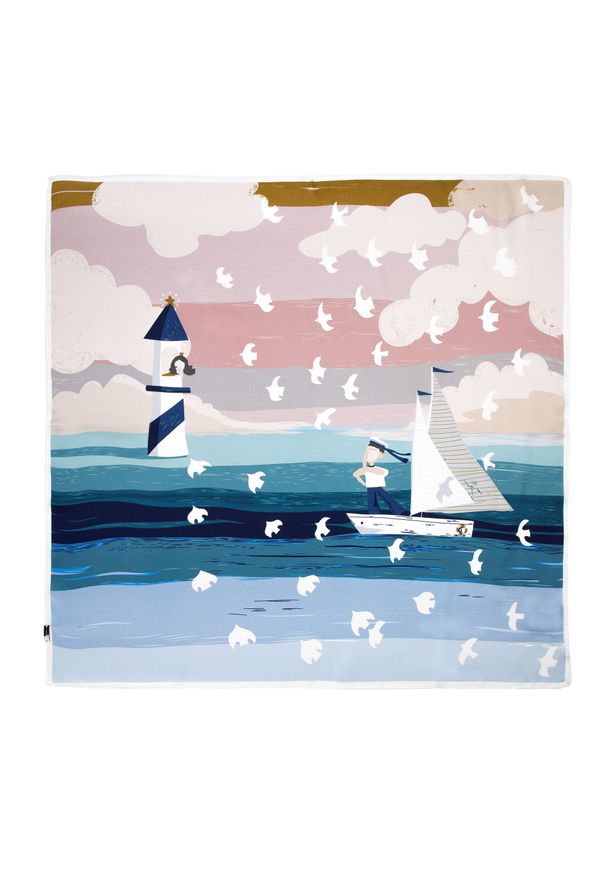 Wittchen - Damska apaszka jedwabna wzorzysta duża. Okazja: na spotkanie biznesowe, na co dzień. Kolor: niebieski, wielokolorowy, szary. Materiał: jedwab. Sezon: lato. Styl: casual, elegancki, biznesowy