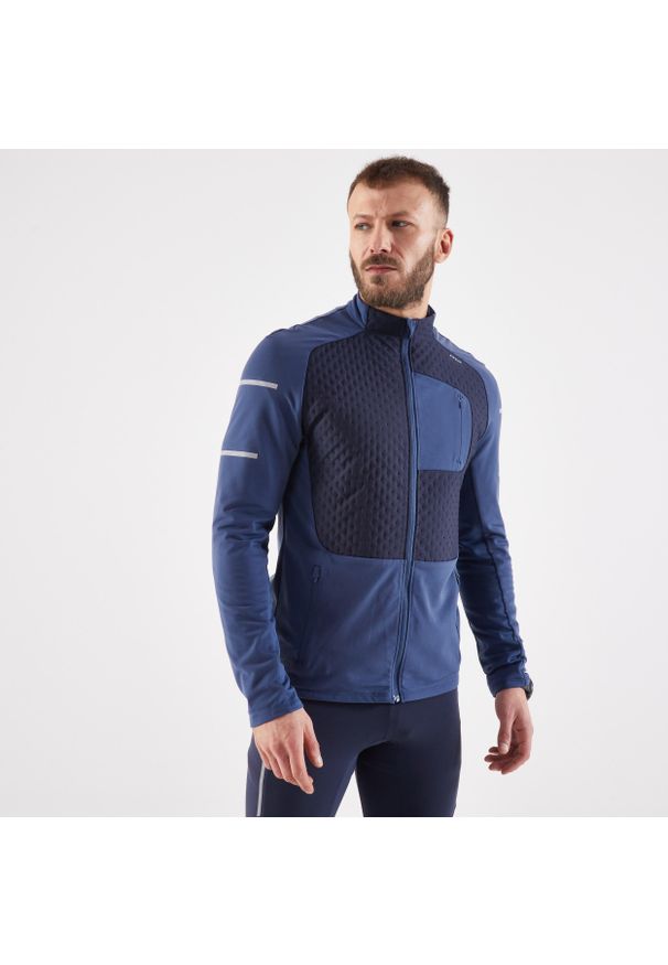 KIPRUN - Bluza do biegania męska Kiprun Run 900 Warm ocieplana. Kolor: niebieski. Materiał: mesh. Sezon: zima. Sport: bieganie