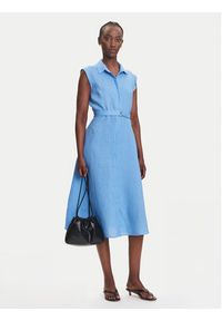 Marella Sukienka koszulowa Rodesia 2515221262 Błękitny Regular Fit. Kolor: niebieski. Materiał: len. Typ sukienki: koszulowe #3