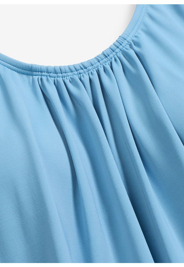 bonprix - Top tankini oversize w bombkowym fasonie. Kolor: niebieski. Materiał: poliamid