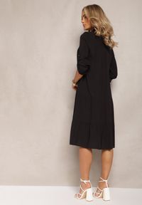 Renee - Czarna Rozkloszowana Sukienka z Bawełny w Koszulowym Stylu Canidre. Kolor: czarny. Materiał: bawełna. Typ sukienki: koszulowe #4
