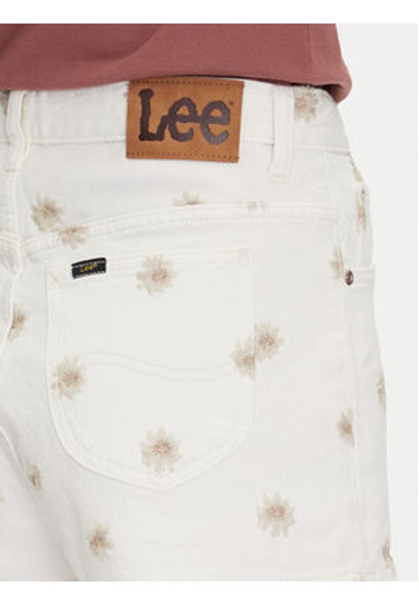 Lee Szorty jeansowe Rider 112363514 Biały Slim Fit. Kolor: biały. Materiał: bawełna