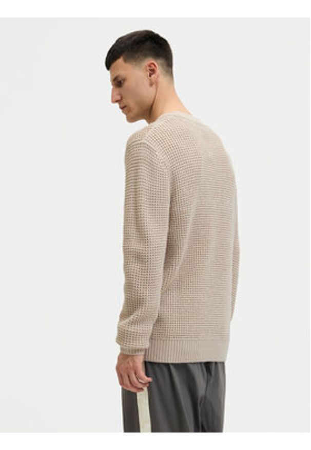 Jack & Jones Sweter Global 12287594 Beżowy Regular Fit. Kolor: beżowy. Materiał: bawełna