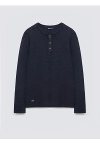 Big-Star - Bluzka męska z długim rękawem granatowa Merrts 403. Okazja: na co dzień. Kolor: niebieski. Materiał: jeans, materiał, dzianina. Długość rękawa: długi rękaw. Długość: długie. Styl: casual, sportowy, klasyczny #1