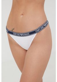 Emporio Armani Underwear stringi (2-pack) kolor biały. Kolor: biały. Materiał: materiał, dzianina. Wzór: melanż