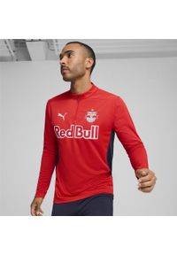 Puma - Męska bluza treningowa z zamkiem 1/4 FC Red Bull Salzburg PUMA Red Navy Blue. Kolor: czerwony, niebieski, wielokolorowy. Sport: fitness, piłka nożna