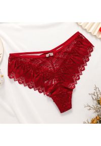 Intica - Figi koronkowe z ozdobnymi paseczkami na specjalne okazje Pansie. Kolor: czerwony. Materiał: koronka. Wzór: koronka
