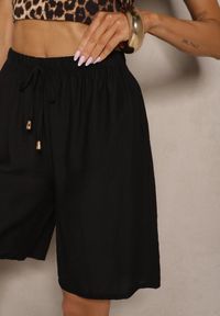 Renee - Czarne Szorty z Wiązaniem Lunawena. Okazja: na co dzień. Kolor: czarny. Wzór: aplikacja. Sezon: lato. Styl: casual, elegancki #4