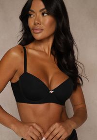 Renee - Czarny Gładki Biustonosz o Klasycznym Fasonie Amanei. Kolor: czarny. Wzór: gładki #8