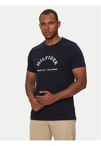 TOMMY HILFIGER - Tommy Hilfiger T-Shirt Arch MW0MW35466 Granatowy Slim Fit. Kolor: niebieski. Materiał: bawełna