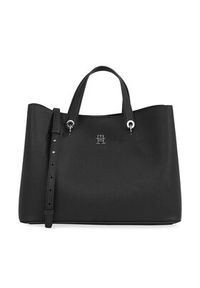 TOMMY HILFIGER - Tommy Hilfiger Torebka Th Emblem Satchel AW0AW15177 Czarny. Kolor: czarny. Materiał: skórzane #3