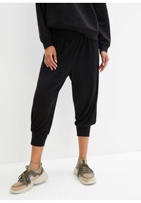 bonprix - Spodnie haremki do relaksu, dł. 3/4. Kolor: czarny. Materiał: jersey. Styl: sportowy #1