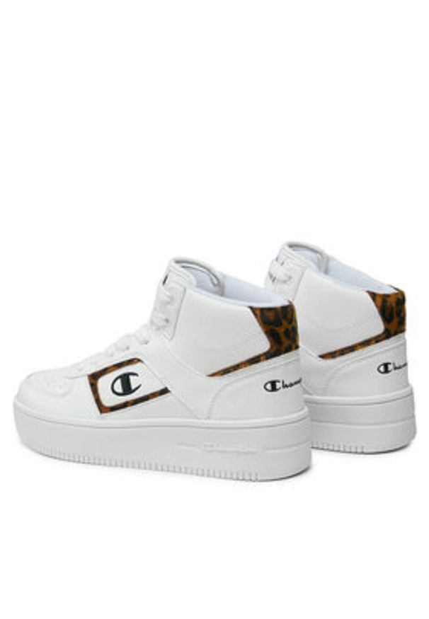 Champion Sneakersy Mid Cut Foul Play Plat Mid Animalie S11601-WW001 Biały. Kolor: biały. Materiał: skóra