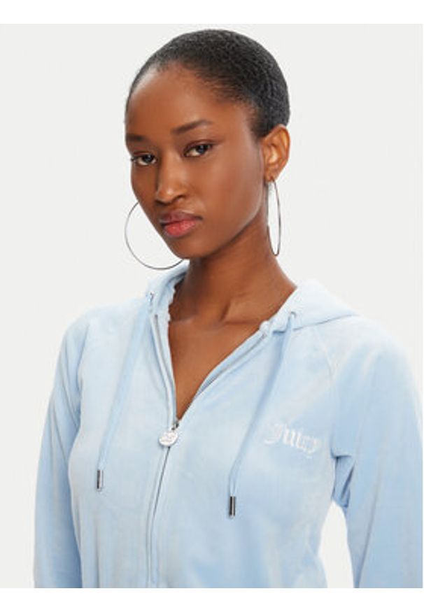 Juicy Couture Bluza Velour Crop JCWAS225351 Błękitny Regular Fit. Kolor: niebieski. Materiał: welur, syntetyk