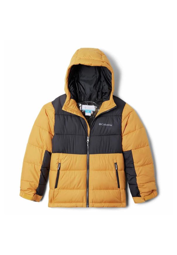 columbia - Kurtka Turystyczna Puchowa Dziecięca Columbia Pike Lake II Hooded Jacket. Kolor: żółty. Materiał: puch. Styl: sportowy