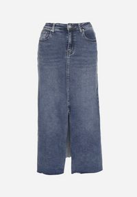 Born2be - Niebieska Jeansowa Spódnica Maxi z Wysokim Stanem Nicyela. Stan: podwyższony. Kolor: niebieski. Materiał: jeans #3