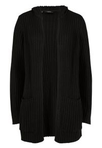 Sweter bez zapięcia z kapturem bonprix schwarz. Typ kołnierza: kaptur. Kolor: czarny. Długość: długie #1