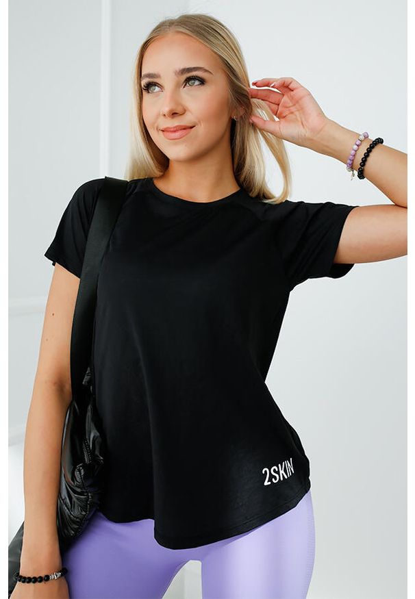 2SkIN - Koszulka sportowa damska z krótkim rękawem 2skin Fitness. Kolor: czarny. Materiał: elastan, poliester. Długość rękawa: krótki rękaw. Długość: krótkie. Sport: fitness