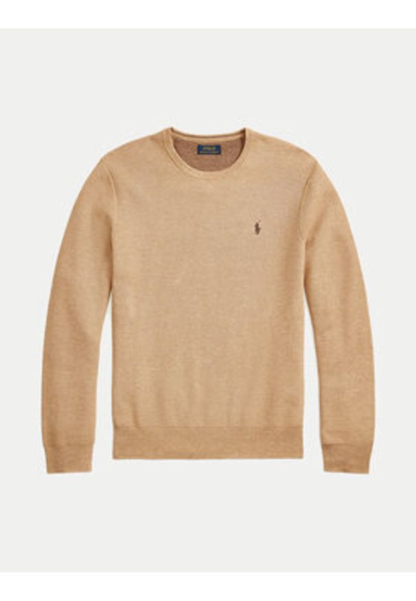 Polo Ralph Lauren Sweter 710918163502 Beżowy Regular Fit. Typ kołnierza: polo. Kolor: beżowy. Materiał: bawełna