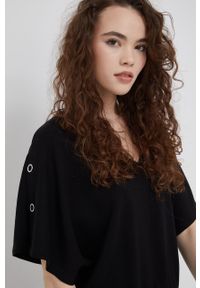 Armani Exchange bluzka 3LYM72.YJ7RZ damska kolor czarny gładka. Kolor: czarny. Wzór: gładki #4
