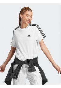 Adidas - adidas T-Shirt Essentials 3-Stripes Single Jersey Crop Top HR4915 Biały Loose Fit. Kolor: biały. Materiał: bawełna #5