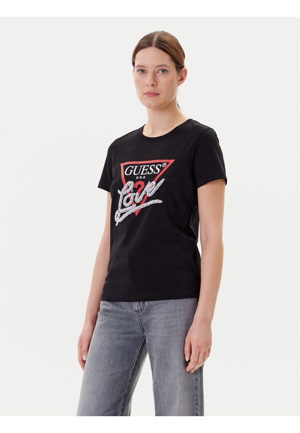 Guess T-Shirt W5YI40 I3Z14 Czarny Regular Fit. Kolor: czarny. Materiał: bawełna