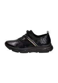 Czarne sneakersy damskie, półbuty Jezzi 2061-2. Kolor: czarny. Materiał: skóra. Styl: klasyczny #1