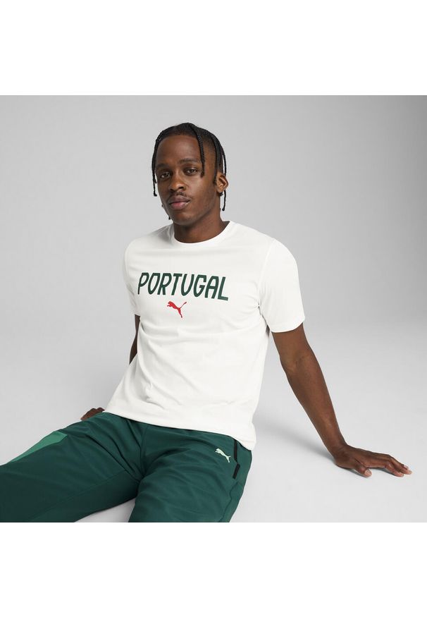Puma - Męska koszulka Portugalia ftblNRGY PUMA White. Kolor: biały. Wzór: napisy. Sport: piłka nożna